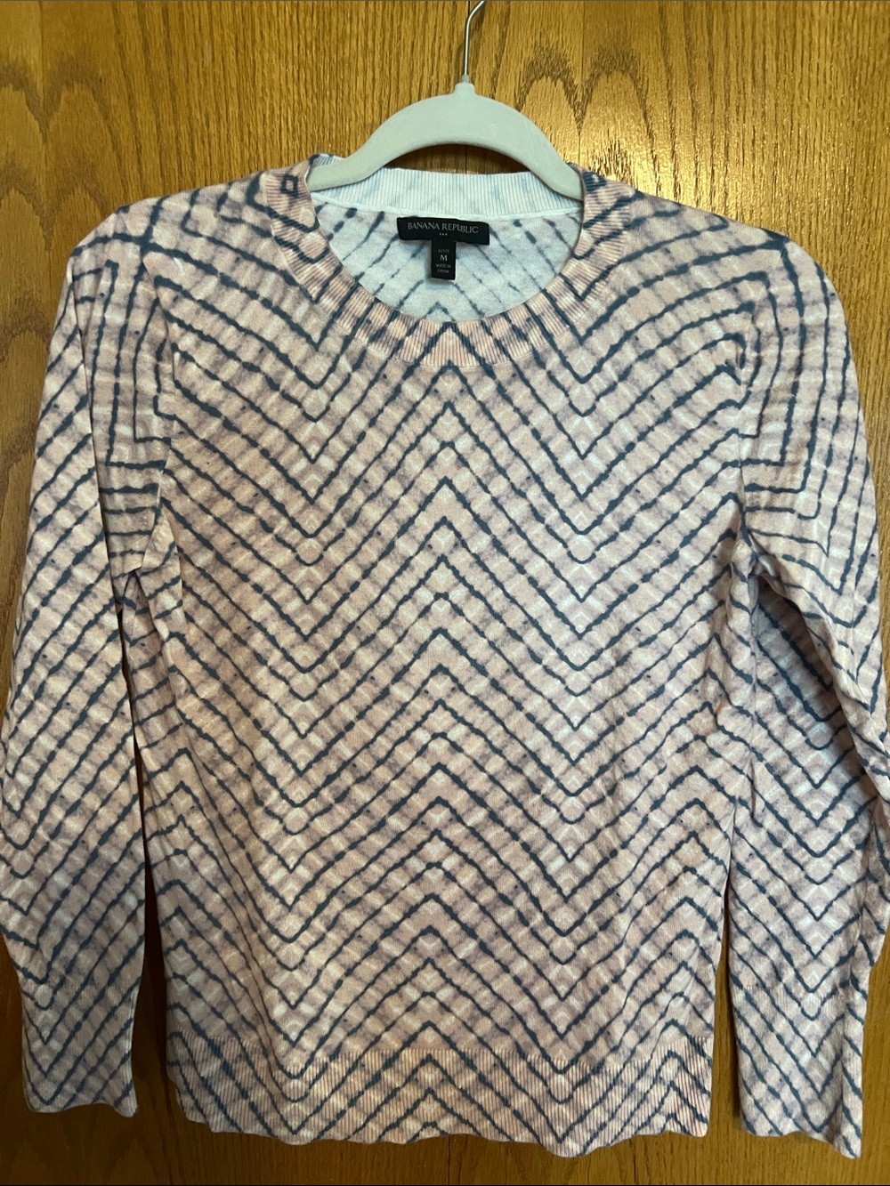 Banana Republic Pink and Navy Chevron Crewneck Sweater